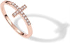 14K Gold Plated Cross Religious Ring for Women, Cubic Zirconia Rings - Rose Gold 9