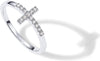 14K Gold Plated Cross Religious Ring for Women, Cubic Zirconia Rings - White Gold 7