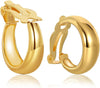 Clip on Earrings for Women, Simple Chunky Tube Hoop Clip Earrings - gold C-Round