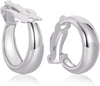 Clip on Earrings for Women, Simple Chunky Tube Hoop Clip Earrings - sliver C-Round