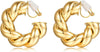 Clip on Earrings for Women, Simple Chunky Tube Hoop Clip Earrings - gold E-Big Twisted