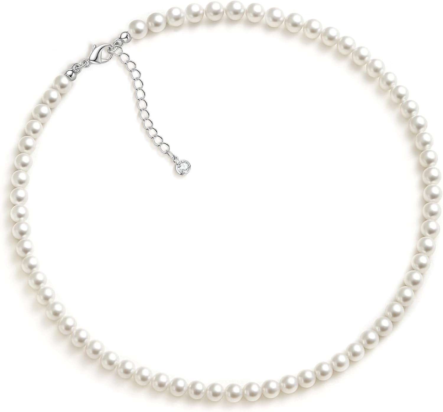 Pearl Necklace 4MM 6MM 8MM Dainty Round Imitation Pearl Choker Necklace Wedding Pearl Necklace Delicate Jewelry for Women Simple Bridesmaid Jewelry - main view
