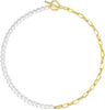 Pearl Necklace 4MM 6MM 8MM Dainty Round Imitation Pearl Choker Necklace Wedding Pearl Necklace Delicate Jewelry for Women Simple Bridesmaid Jewelry - 6mm Gold Pearl Paperclip Necklace(17")