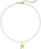 Pearl Necklace 4MM 6MM 8MM Dainty Round Imitation Pearl Choker Necklace Wedding Pearl Necklace Delicate Jewelry for Women Simple Bridesmaid Jewelry - 4mm Gold Starfish Pearl Necklace(16"+2")