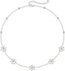Pearl Necklace 4MM 6MM 8MM Dainty Round Imitation Pearl Choker Necklace Wedding Pearl Necklace Delicate Jewelry for Women Simple Bridesmaid Jewelry - Silver Pearl Daisy Necklace(15"+2")