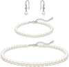 Pearl Necklace 4MM 6MM 8MM Dainty Round Imitation Pearl Choker Necklace Wedding Pearl Necklace Delicate Jewelry for Women Simple Bridesmaid Jewelry - Pearl Necklace+Bracelet+Earrings