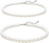 Pearl Necklace 4MM 6MM 8MM Dainty Round Imitation Pearl Choker Necklace Wedding Pearl Necklace Delicate Jewelry for Women Simple Bridesmaid Jewelry - 6mm+8mm Silver Pearl Necklace(14"+2")