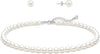 Pearl Necklace 4MM 6MM 8MM Dainty Round Imitation Pearl Choker Necklace Wedding Pearl Necklace Delicate Jewelry for Women Simple Bridesmaid Jewelry - Pearl Necklace + Earrings