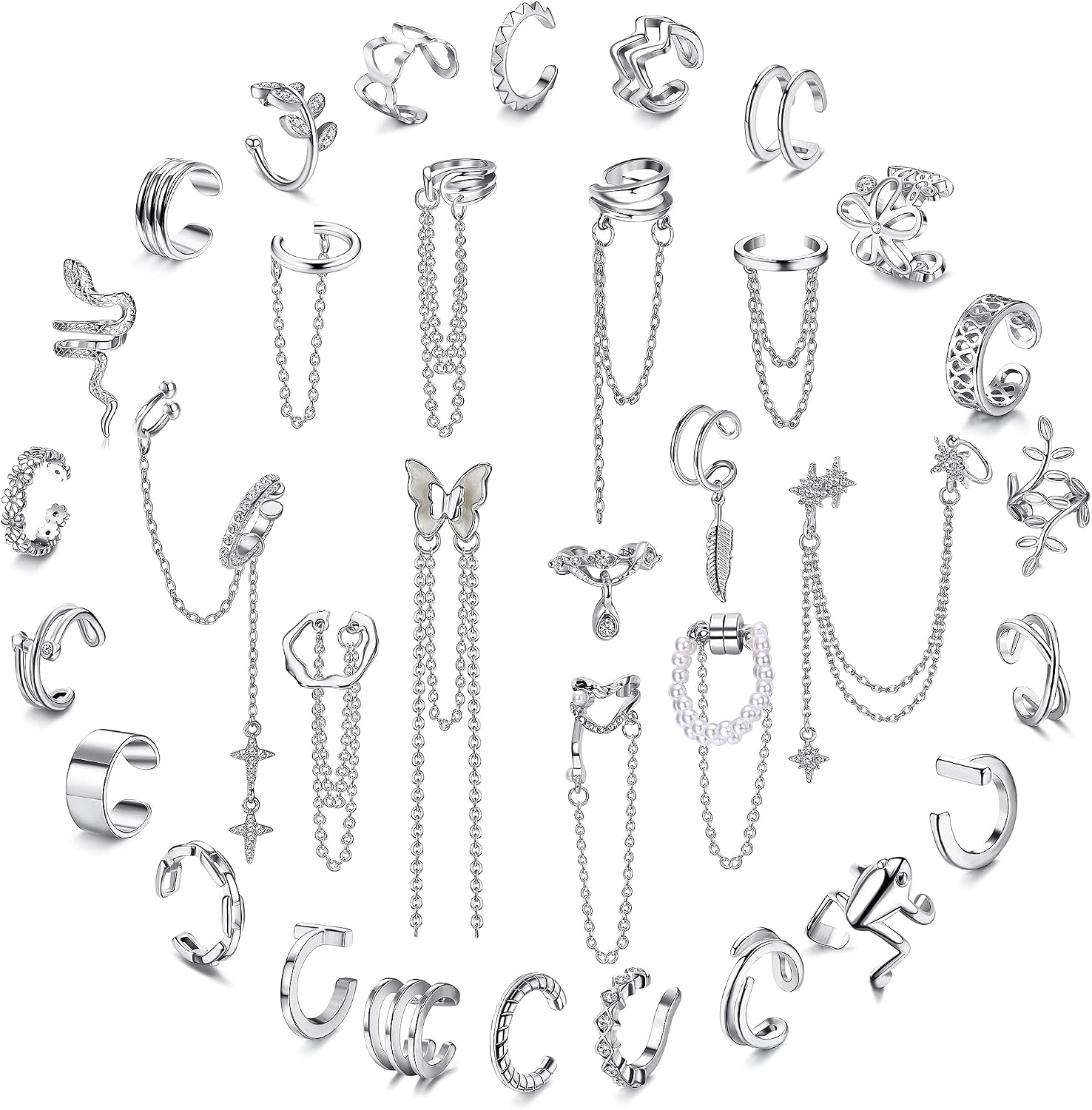 Ear Cuff Earrings Set for Women Adjustable Fake Earring Cuffs Non Piercing - main view