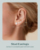 CZ Stud Earrings for Women, 14K Gold Plated Set of 5 Studs - view 2