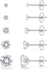 CZ Stud Earrings for Women, 14K Gold Plated Set of 5 Studs - view 7