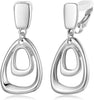 Gold Silver Clip On Dangle Earrings for Women Fashion Jewelry - B Clip Silver