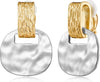 Gold Silver Clip On Dangle Earrings for Women Fashion Jewelry - C Clip Two Tone