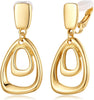 Gold Silver Clip On Dangle Earrings for Women Fashion Jewelry - B Clip Gold