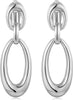 Gold Silver Clip On Dangle Earrings for Women Fashion Jewelry - E Clip Silver