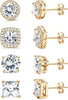 S925 Sterling Silver Stud Earrings for Women 18K Gold Plated Cubic Zirconia Earrings Studs Brilliant Simulated Diamond Halo Earring - main view