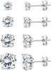 S925 Sterling Silver Stud Earrings for Women 18K Gold Plated Cubic Zirconia Earrings Studs Brilliant Simulated Diamond Halo Earring - 18K White Gold Plated - Round CZ