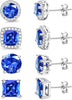 S925 Sterling Silver Stud Earrings for Women 18K Gold Plated Cubic Zirconia Earrings Studs Brilliant Simulated Diamond Halo Earring - 18K White Gold Plated - Dark Blue CZ