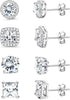 S925 Sterling Silver Stud Earrings for Women 18K Gold Plated Cubic Zirconia Earrings Studs Brilliant Simulated Diamond Halo Earring - 18K White Gold Plated - Medium Size CZ
