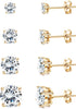 S925 Sterling Silver Stud Earrings for Women 18K Gold Plated Cubic Zirconia Earrings Studs Brilliant Simulated Diamond Halo Earring - 18K Gold Plated - Round CZ