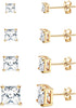 S925 Sterling Silver Stud Earrings for Women 18K Gold Plated Cubic Zirconia Earrings Studs Brilliant Simulated Diamond Halo Earring - 18K Gold Plated - Square CZ