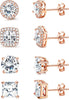 S925 Sterling Silver Stud Earrings for Women 18K Gold Plated Cubic Zirconia Earrings Studs Brilliant Simulated Diamond Halo Earring - 18K Rose Gold Plated - Medium Size CZ