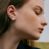 S925 Sterling Silver Stud Earrings for Women 18K Gold Plated Cubic Zirconia Earrings Studs Brilliant Simulated Diamond Halo Earring - view 2