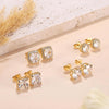 S925 Sterling Silver Stud Earrings for Women 18K Gold Plated Cubic Zirconia Earrings Studs Brilliant Simulated Diamond Halo Earring - view 5