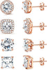 S925 Sterling Silver Stud Earrings for Women 18K Gold Plated Cubic Zirconia Earrings Studs Brilliant Simulated Diamond Halo Earring - 18K Rose Gold Plated Earrings - Standard Size CZ