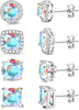 S925 Sterling Silver Stud Earrings for Women 18K Gold Plated Cubic Zirconia Earrings Studs Brilliant Simulated Diamond Halo Earring - 18K White Gold Plated - AB CZ