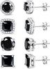 S925 Sterling Silver Stud Earrings for Women 18K Gold Plated Cubic Zirconia Earrings Studs Brilliant Simulated Diamond Halo Earring - 18K White Gold Plated - Black CZ