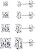 S925 Sterling Silver Stud Earrings for Women 18K Gold Plated Cubic Zirconia Earrings Studs Brilliant Simulated Diamond Halo Earring - 18K White Gold Plated - Square CZ