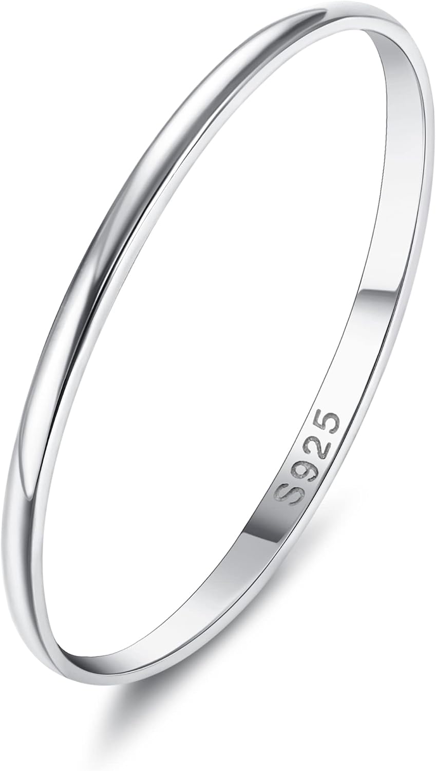 925 Sterling Silver Ring for Women High Polished Plain Stackable Thumb Rings Wedding Band Ring Comfort Fit Size 4 to 12, 1mm 2mm 3mm 4mm 5mm 6mm - main view