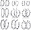 9 Pairs Gold Hoop Earrings for Women, 14K Real Gold Plated Chunky Hoop Earrings Set for Women Thick Lightweight Earring for Womens Jewelry Gifts - view 7