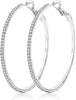 925 Sterling Silver Earrings Large Rhinestone Hoop Earrings Big Cubic Zirconia Hoop Earrings Thin Rhinestones Round Hoop Earrings for Women - main view