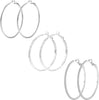 925 Sterling Silver Earrings Large Rhinestone Hoop Earrings Big Cubic Zirconia Hoop Earrings Thin Rhinestones Round Hoop Earrings for Women - Silver,earrings set,40mm