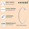 925 Sterling Silver Earrings Large Rhinestone Hoop Earrings Big Cubic Zirconia Hoop Earrings Thin Rhinestones Round Hoop Earrings for Women - view 2