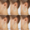 925 Sterling Silver Earrings Large Rhinestone Hoop Earrings Big Cubic Zirconia Hoop Earrings Thin Rhinestones Round Hoop Earrings for Women - view 3