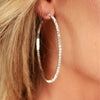 925 Sterling Silver Earrings Large Rhinestone Hoop Earrings Big Cubic Zirconia Hoop Earrings Thin Rhinestones Round Hoop Earrings for Women - view 5