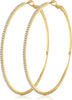 925 Sterling Silver Earrings Large Rhinestone Hoop Earrings Big Cubic Zirconia Hoop Earrings Thin Rhinestones Round Hoop Earrings for Women - Gold,70mm