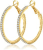 925 Sterling Silver Earrings Large Rhinestone Hoop Earrings Big Cubic Zirconia Hoop Earrings Thin Rhinestones Round Hoop Earrings for Women - Gold,40mm