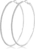 925 Sterling Silver Earrings Large Rhinestone Hoop Earrings Big Cubic Zirconia Hoop Earrings Thin Rhinestones Round Hoop Earrings for Women - Silver,70mm
