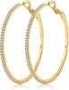 925 Sterling Silver Earrings Large Rhinestone Hoop Earrings Big Cubic Zirconia Hoop Earrings Thin Rhinestones Round Hoop Earrings for Women - Gold,60mm