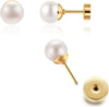 Pearl Stud Earrings Screw Back, Flat Back Pearl Cartilage Helix Earrings 316L Surgical Steel Cartilage Piercing, Gold&Silver) - view 5