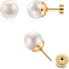 Pearl Stud Earrings Screw Back, Flat Back Pearl Cartilage Helix Earrings 316L Surgical Steel Cartilage Piercing, Gold&Silver) - view 7