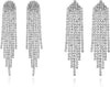 Rhinestone Earrings Dangling for Women Sparkly Silver Dangle Earrings Long Chandelier Earrings Tassel Lightweight Ear Studs Cubic Zirconia Crystal - Silver-2Pairs Tassel Sets