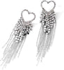 Rhinestone Earrings Dangling for Women Sparkly Silver Dangle Earrings Long Chandelier Earrings Tassel Lightweight Ear Studs Cubic Zirconia Crystal - Silver-Heart Tassel Crystal