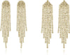 Rhinestone Earrings Dangling for Women Sparkly Silver Dangle Earrings Long Chandelier Earrings Tassel Lightweight Ear Studs Cubic Zirconia Crystal - Gold-2Pairs Tassel Sets