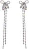 Rhinestone Earrings Dangling for Women Sparkly Silver Dangle Earrings Long Chandelier Earrings Tassel Lightweight Ear Studs Cubic Zirconia Crystal - Silver-Dangle Bow