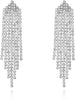 Rhinestone Earrings Dangling for Women Sparkly Silver Dangle Earrings Long Chandelier Earrings Tassel Lightweight Ear Studs Cubic Zirconia Crystal - Silver-Triangle Tassel Crystal
